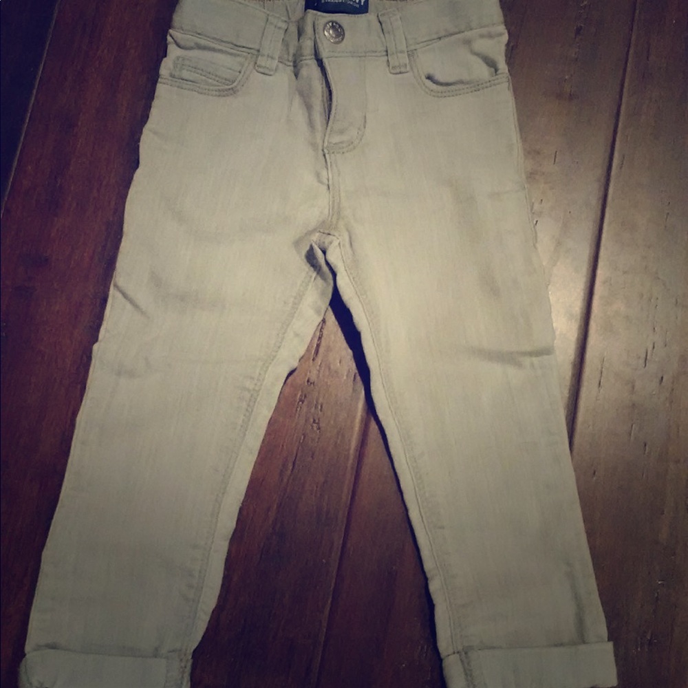 Light gray colored adjustable waist jeans